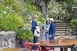Mom, Dad and Denise in one of the many gardens at Nepenthe.